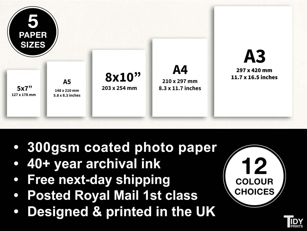 TidyPrints Print Sizes